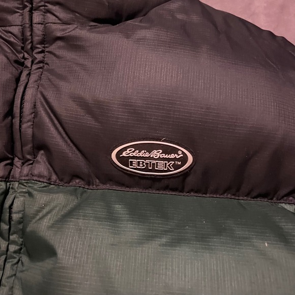 Eddie Bauer EBTEK Puffer Vest Mens Large Colorblock Black Green Goose Down Fill - Picture 5 of 8